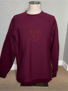 Adele Rolling in the Deep Crewneck Sweatshirt Burgundy large